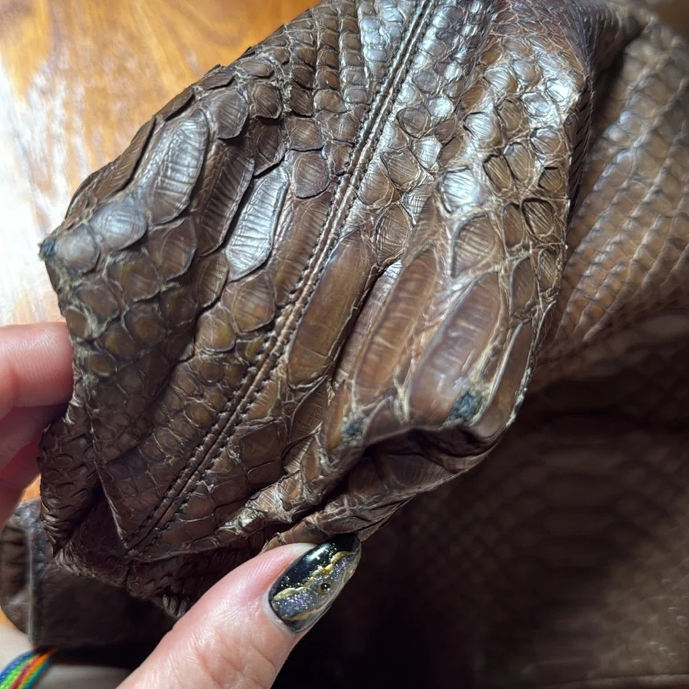 Carlos Falchi Brown Large Python Skin Clutch